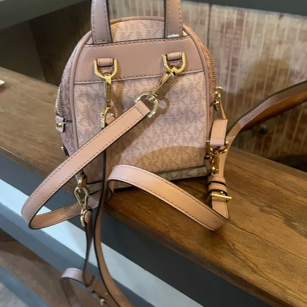 Michael Kors Pink Logo Print Mini Backpack
